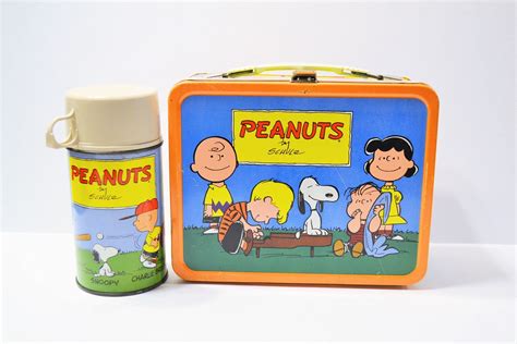 vintage peanuts lunch box thermos